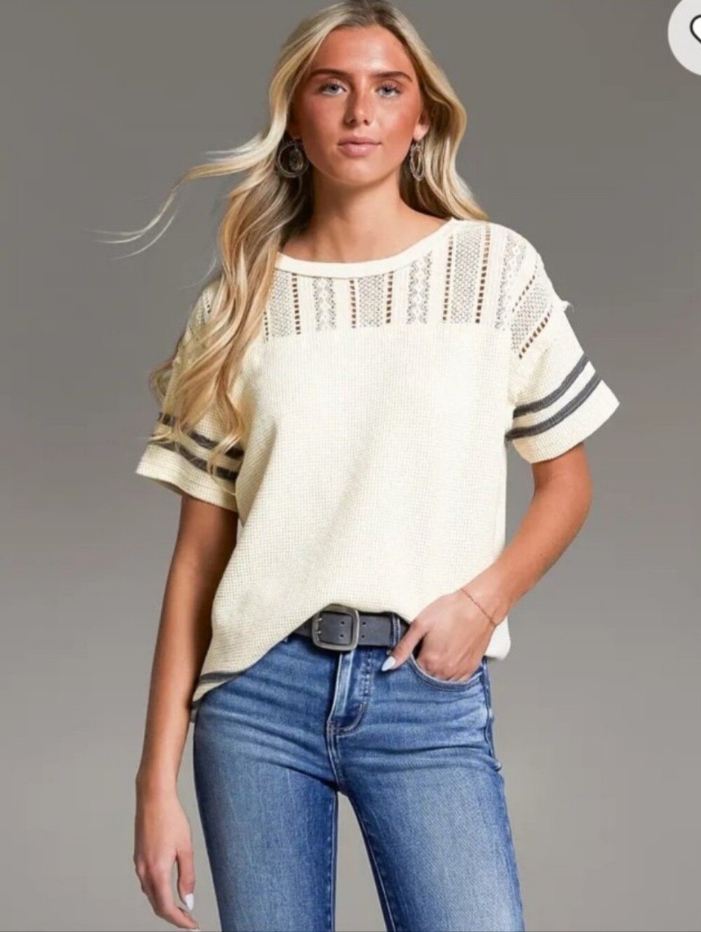 Women's BKE The Buckle Size S Small Waffle Knit Shirt Top Oversized
